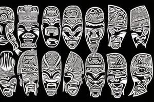 New Zealand Maori
Hei-Tiki illustration in tribal tattoo style first man tattoo idea