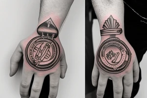 the hand that holds the letter tattoo idea