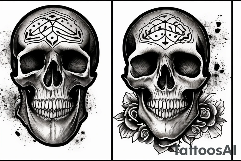 human skull realistic tattoo idea