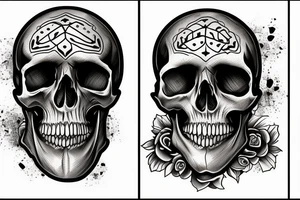 human skull realistic tattoo idea