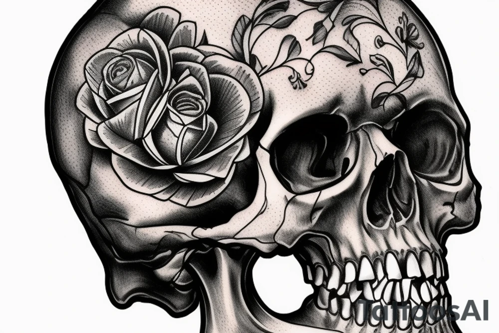 human skull realistic tattoo idea