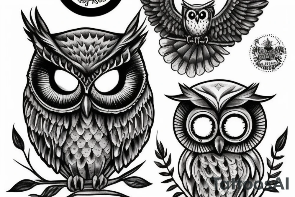 dead realistic owl tattoo idea