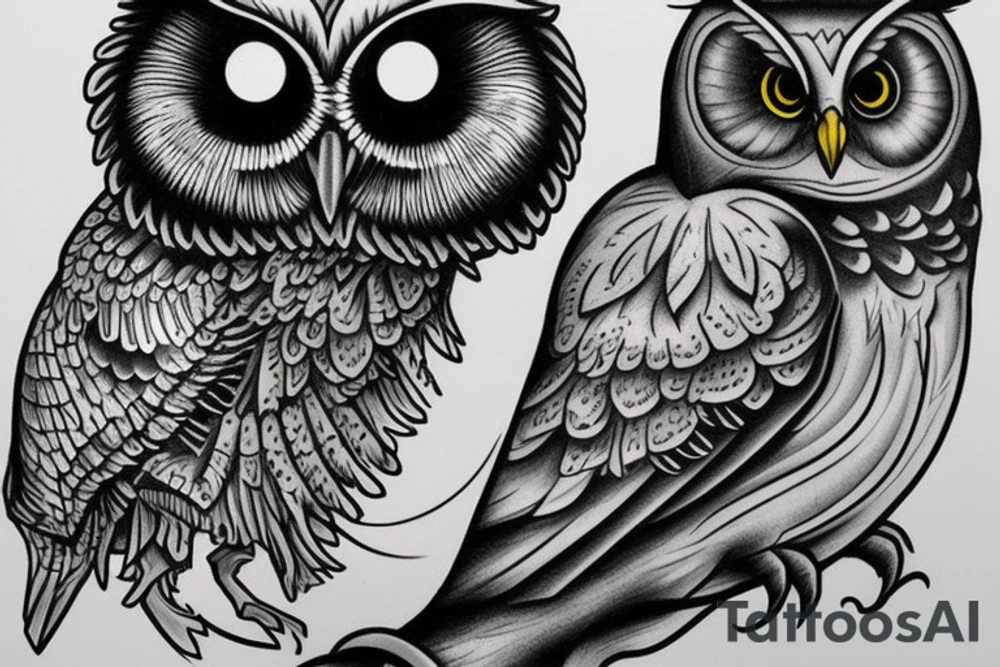 dead realistic owl tattoo idea