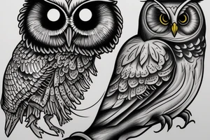dead realistic owl tattoo idea