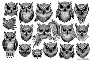 dead realistic owl tattoo idea