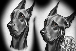 dead realistic doberman angry and growling with rage tattoo idea