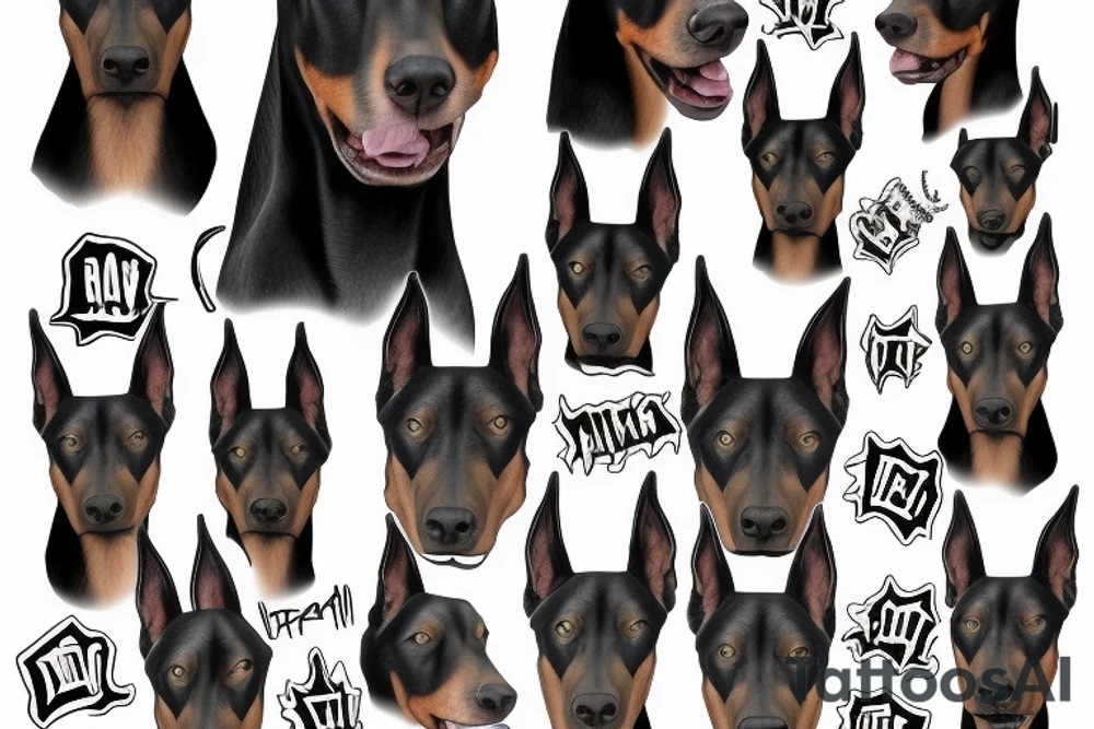 dead realistic doberman angry and growling with rage tattoo idea