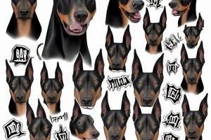 dead realistic doberman angry and growling with rage tattoo idea