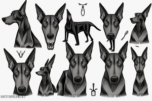 dead realistic doberman angry and growling with rage tattoo idea
