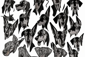 dead doberman angry and growling with rage tattoo idea