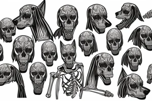 skeleton doberman angry and growling with rage tattoo idea