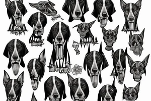 skeleton doberman angry and growling tattoo idea