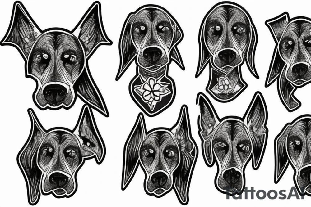 skeleton doberman angry tattoo idea