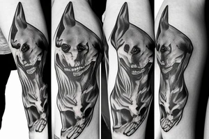 skeleton doberman angry tattoo idea