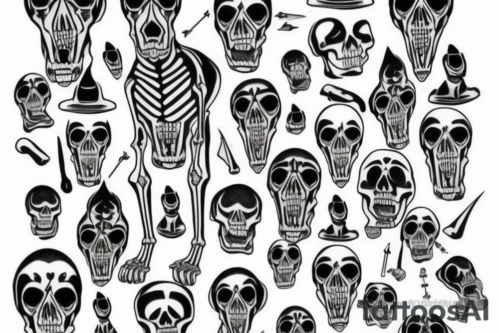skeleton doberman angry tattoo idea