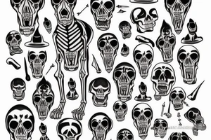 skeleton doberman angry tattoo idea