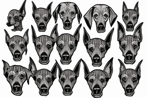 skeleton doberman angry tattoo idea