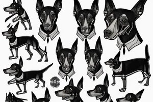 skeleton doberman angry tattoo idea