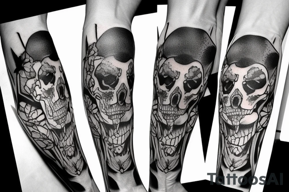 skeleton doberman angry tattoo idea