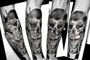 skeleton doberman angry tattoo idea