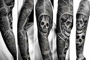 skeleton doberman angry tattoo idea