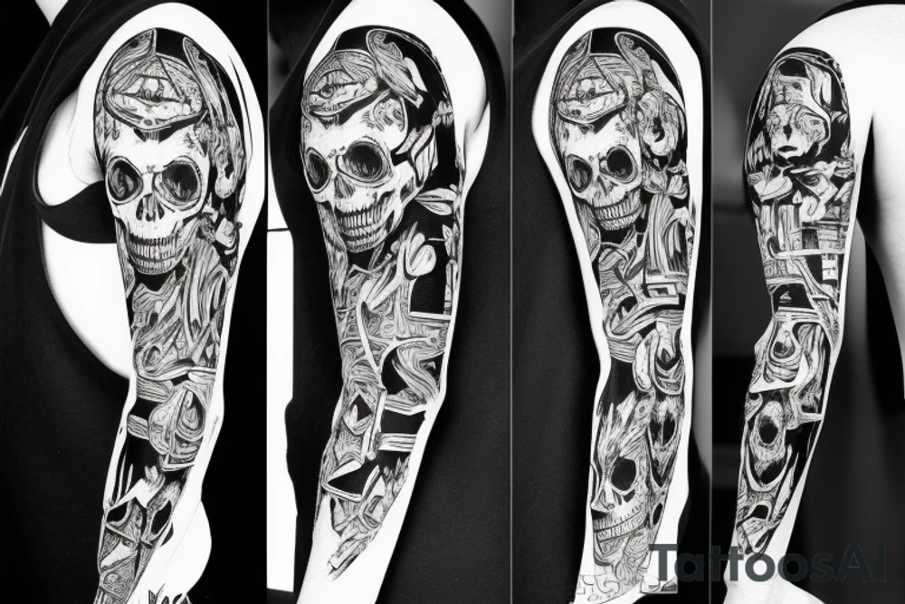 skeleton doberman angry tattoo idea
