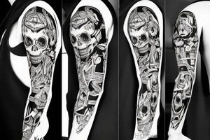skeleton doberman angry tattoo idea