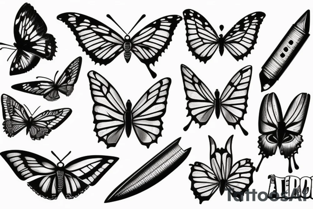 butterfly knife tattoo idea