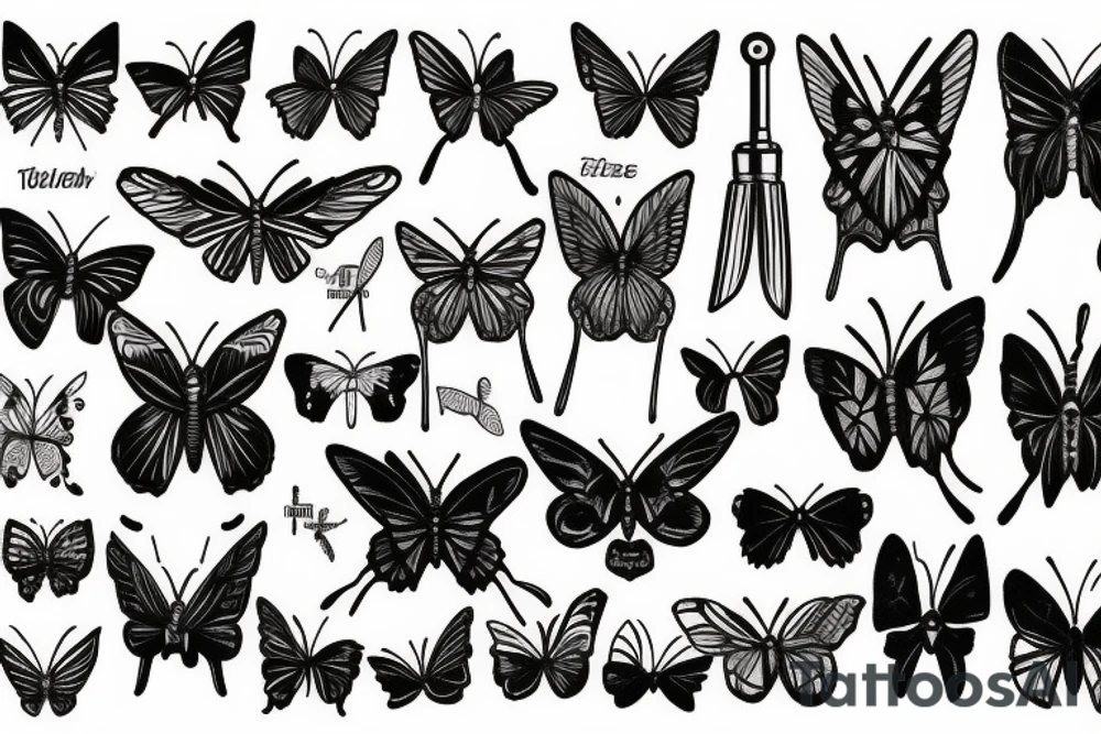 butterfly knife tattoo idea