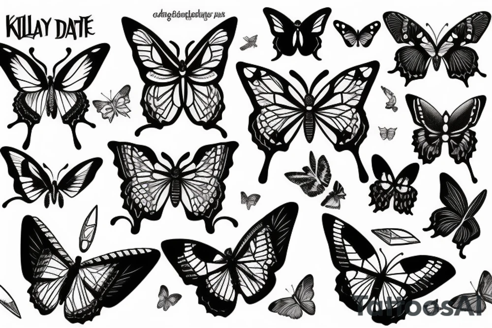 knife butterfly tattoo idea