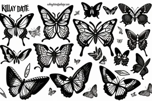 knife butterfly tattoo idea