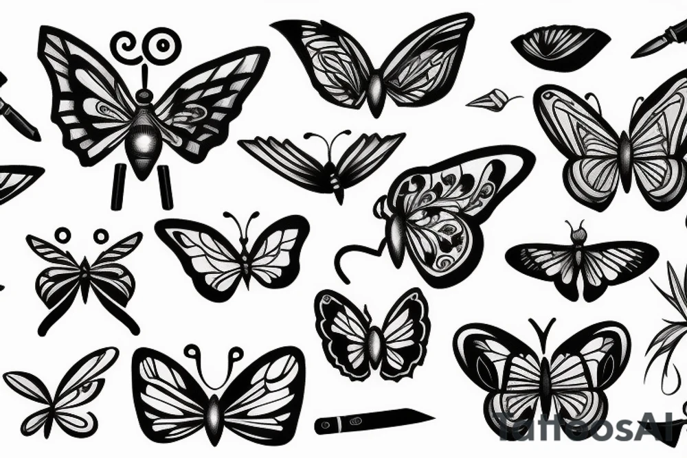 knife-butterfly tattoo idea