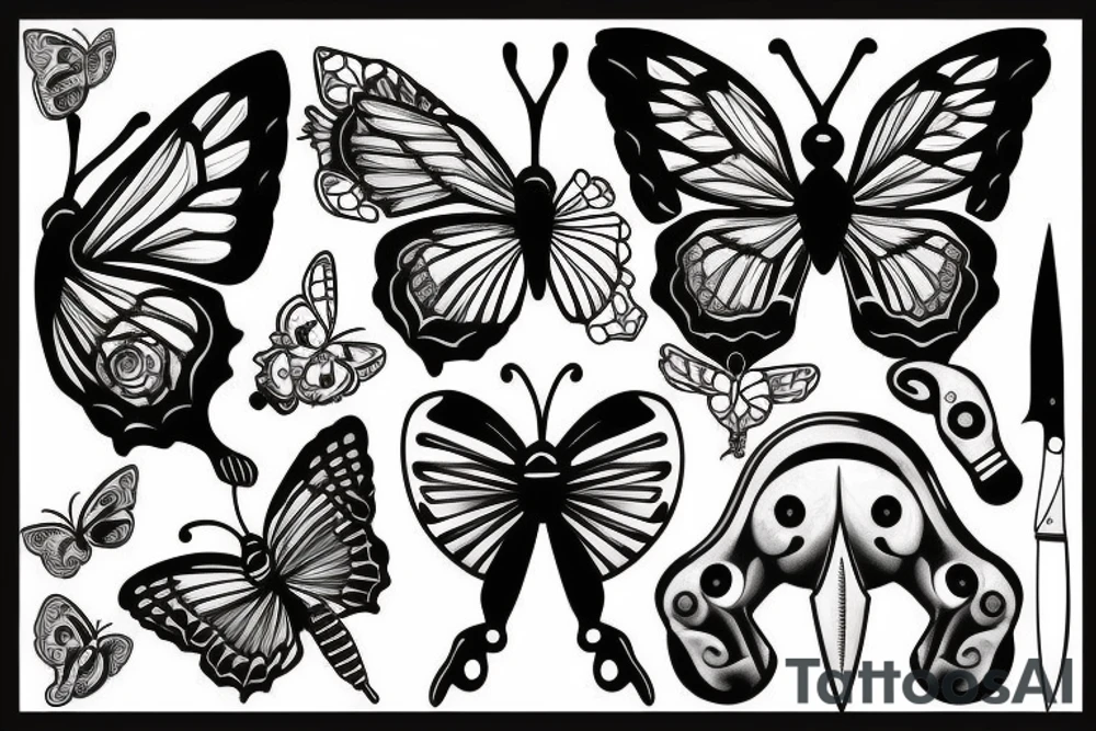 knife-butterfly tattoo idea