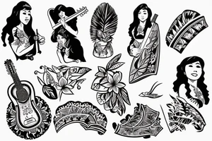 Hawaiian girl playing the balalaika tattoo idea