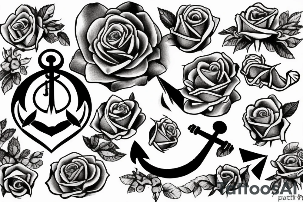 Anchor with roses tattoo idea