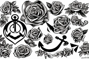 Anchor with roses tattoo idea
