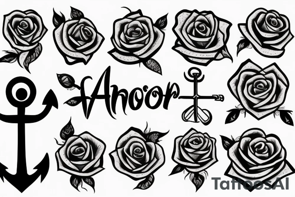 Anchor with roses tattoo idea
