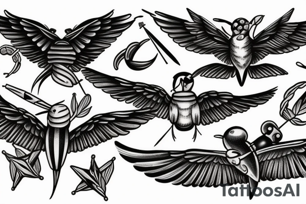 the flying swallow tattoo idea