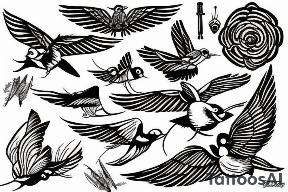the flying swallow tattoo idea