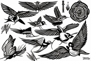 the flying swallow tattoo idea