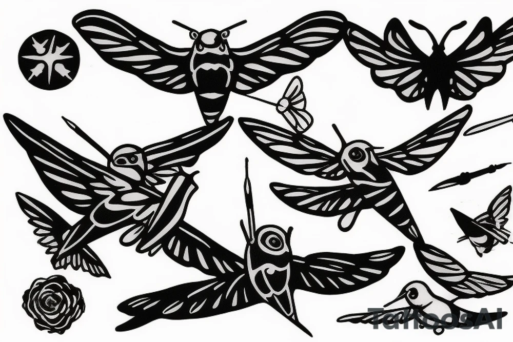 Drawing with shadows the flying swallow tattoo idea