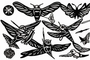 Drawing with shadows the flying swallow tattoo idea