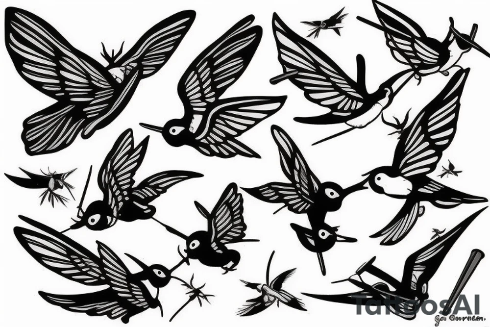 Drawing with shadows the flying swallow tattoo idea