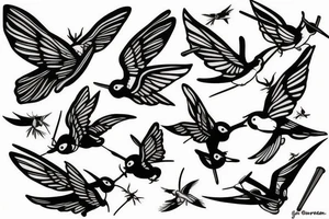 Drawing with shadows the flying swallow tattoo idea