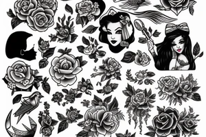 A girl in the style of Sailor jerry tattoo idea