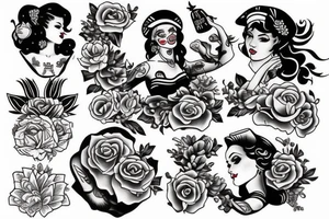 A girl in the style of Sailor jerry tattoo idea