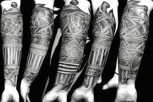 Nordic sword with Viking ruins tattoo idea