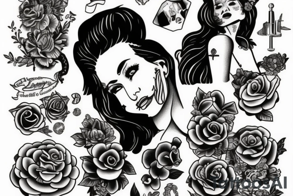 A girl in the style of Sailor jerry tattoo idea