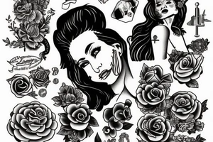 A girl in the style of Sailor jerry tattoo idea