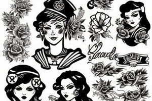 A girl in the style of Sailor jerry tattoo idea